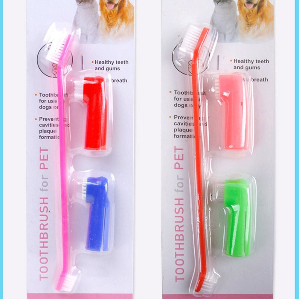 Dogs and Cats Double Head Toothbrush and Soft Finger Toothbrush Set