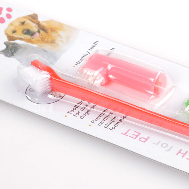 Dogs and Cats Double Head Toothbrush and Soft Finger Toothbrush Set