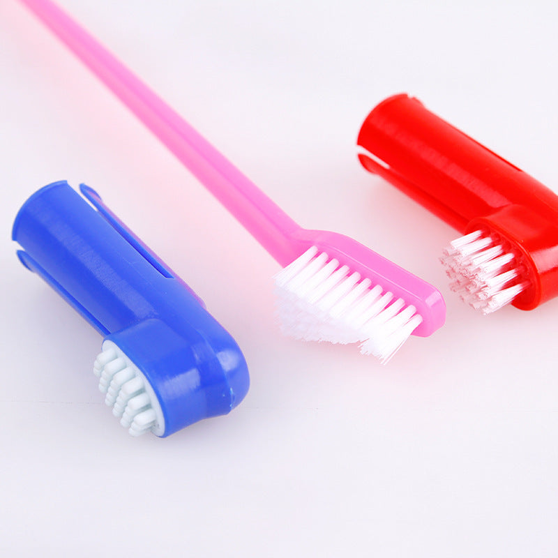 Dogs and Cats Double Head Toothbrush and Soft Finger Toothbrush Set