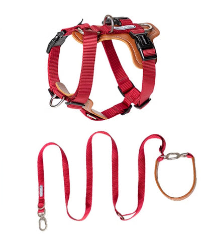 Hands Free Leather Chest Strap Dogs Leash