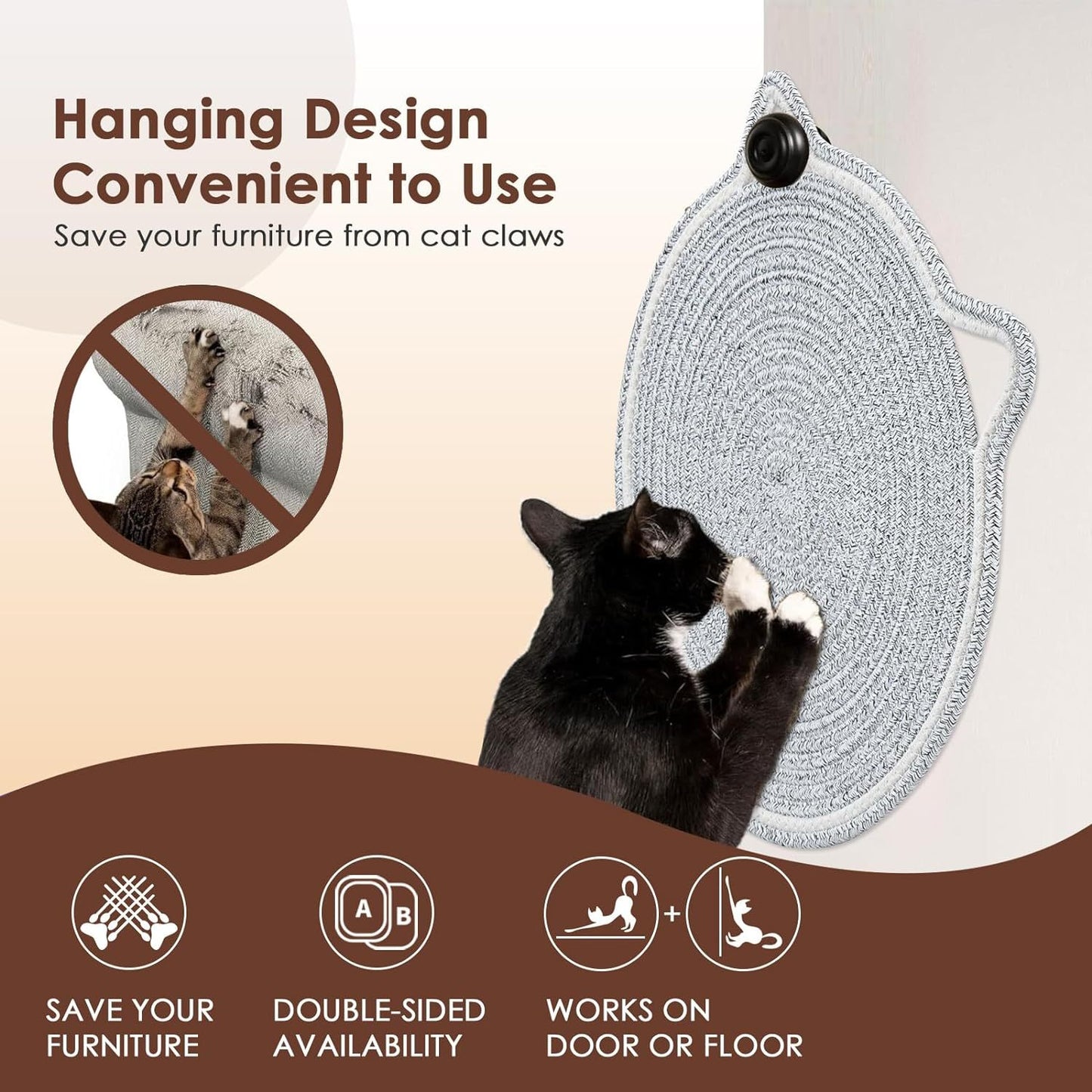 Eco-Friendly Cats Scratcher Mat with Interactive Toy