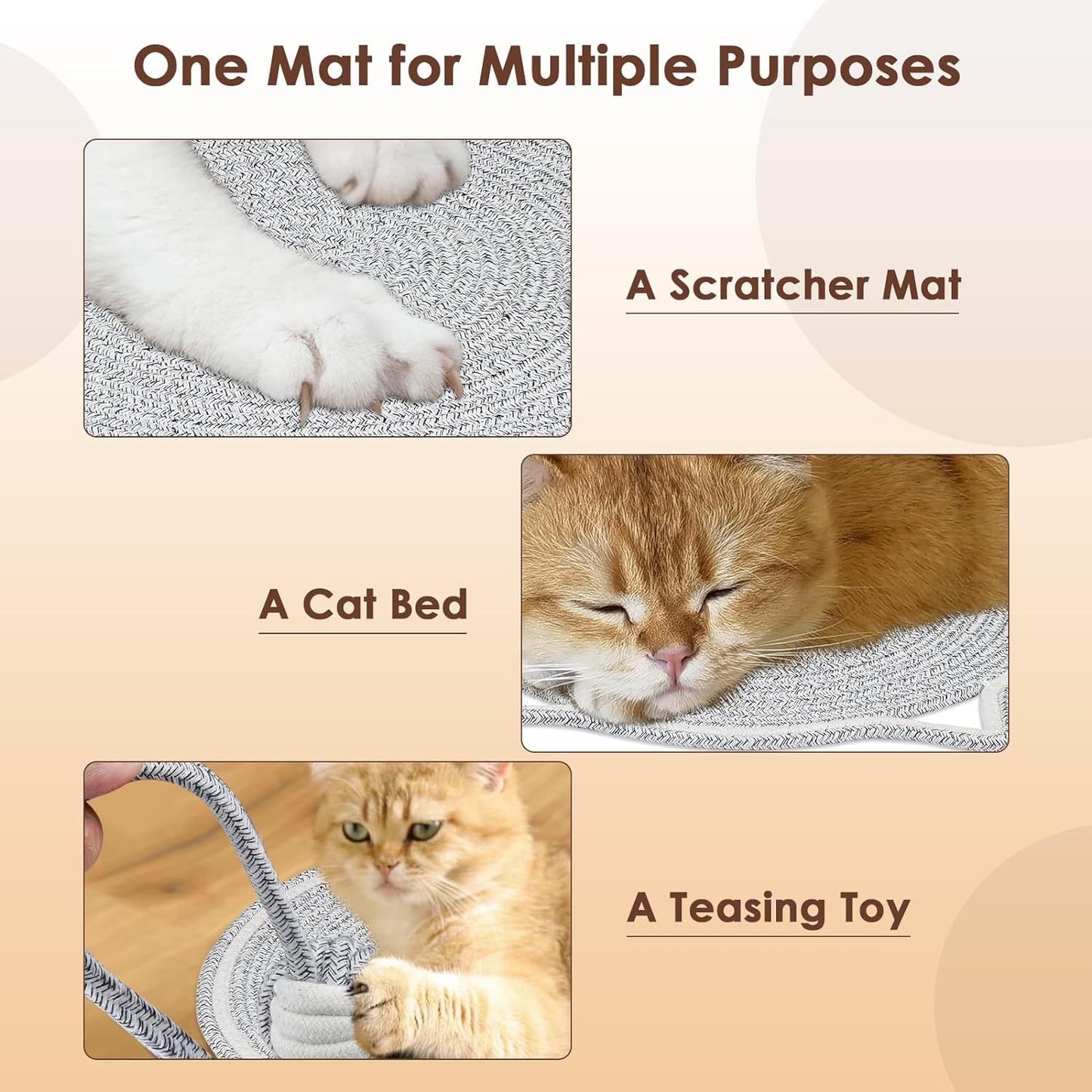 Eco-Friendly Cats Scratcher Mat with Interactive Toy